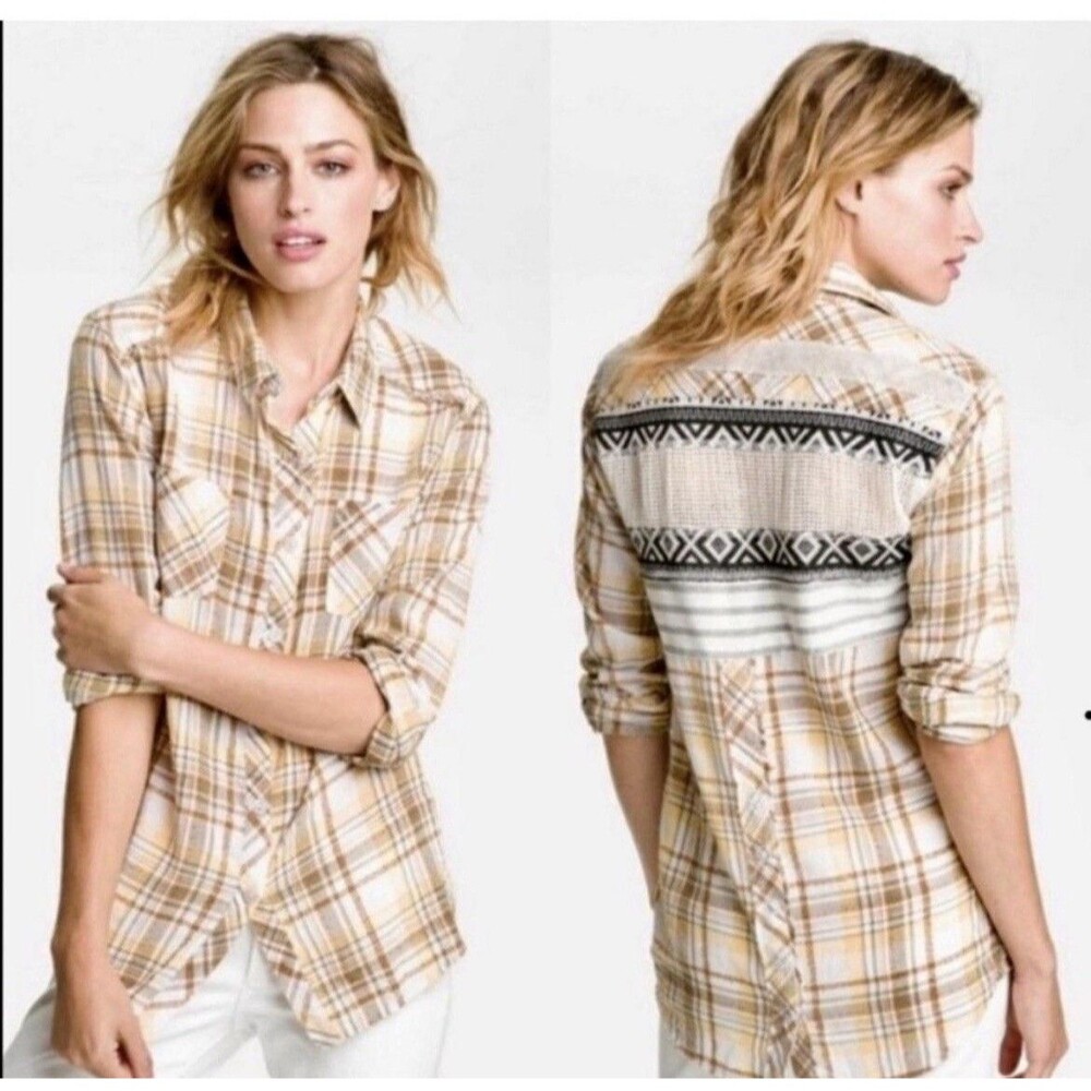Free People We The Free Park Ranger plaid button-down shirt Size Medium Western